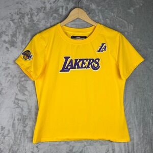 Los Angeles Lakers Pro Standard Shirt Womens Medium Embroidered Patches Yellowt